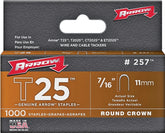 Arrow T25 Series 257 Staple, 5/16 in W Crown, 7/16 in L Leg